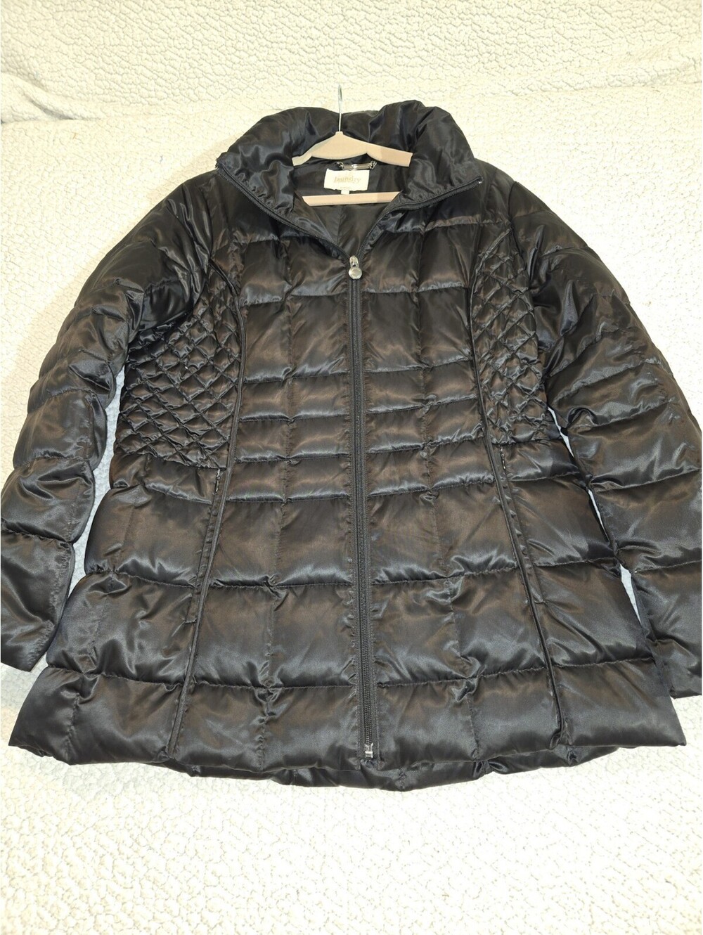 laundry by shelli segal Pufferjacket Womens Sz L Down Feather Filled Suede Lined